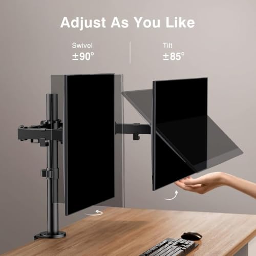 ErGear Monitor Halterung 2 Monitore für 13-32 Zoll Bildschirm, Bildschirmhalterung 2 Monitore Höhenverstellbar Neigbar Schwenkbar Drehungbar, VESA 75/100