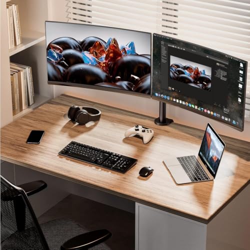 ErGear Monitor Halterung 2 Monitore für 13-32 Zoll Bildschirm, Bildschirmhalterung 2 Monitore Höhenverstellbar Neigbar Schwenkbar Drehungbar, VESA 75/100