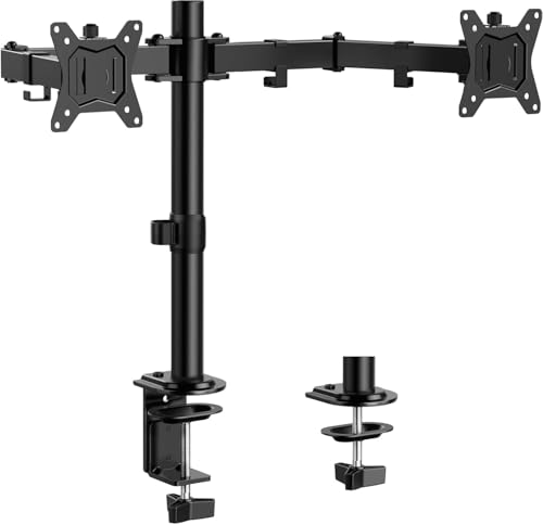 ErGear Monitor Halterung 2 Monitore für 13-32 Zoll Bildschirm, Bildschirmhalterung 2 Monitore Höhenverstellbar Neigbar Schwenkbar Drehungbar, VESA 75/100