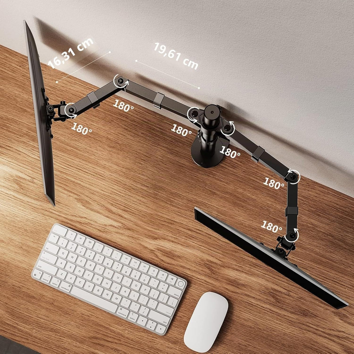 ErGear Monitor Halterung 2 Monitore für 13-32 Zoll Bildschirm, Bildschirmhalterung 2 Monitore Höhenverstellbar Neigbar Schwenkbar Drehungbar, VESA 75/100