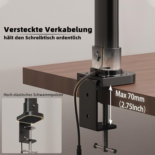LOTTBUTY Doppelkopf Schreibtischlampe LED dimmbar,24W 80CM Homeoffice Tageslichtlampe Schreibtisch Lampe, Schwanenhals Büro Tischlampe (Schwarz,Klemmbar)