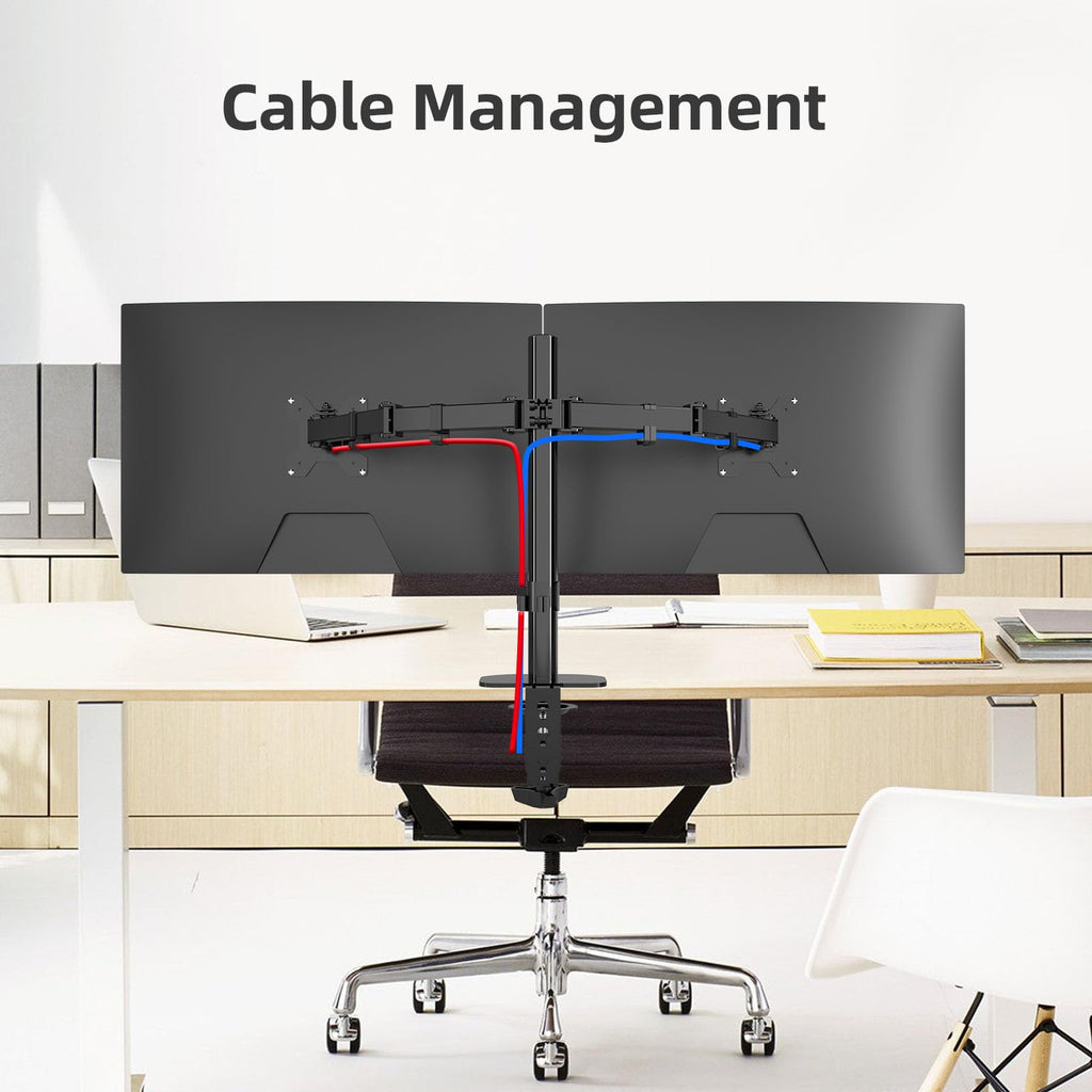 Pholiten Monitor Halterung für 13-27 Zoll LED LCD Bildschirm bis zu 10 kg, Monitor Arm für 2 Monitore, Höhenverstellbar Schwenkbar Neigbar Monitorhalterung für den Schreibtisch, max.VESA 100x100mm
