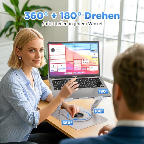 ICARE Laptop Ständer mit Magnetischem RGB Laptop Kühler, Silber