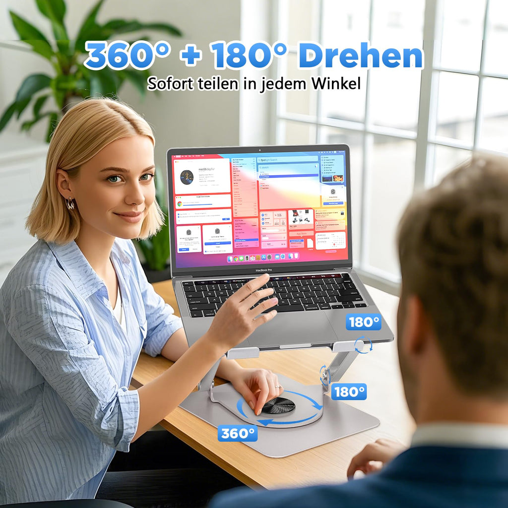 ICARE Laptop Ständer mit Magnetischem RGB Laptop Kühler, Silber