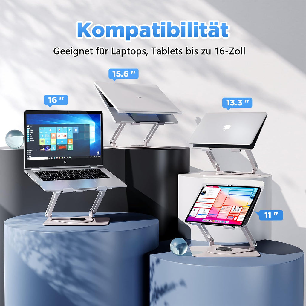 ICARE Laptop Ständer mit Magnetischem RGB Laptop Kühler, Silber