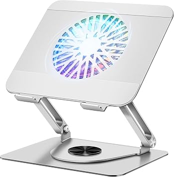 ICARE Laptop Ständer mit Magnetischem RGB Laptop Kühler, Silber