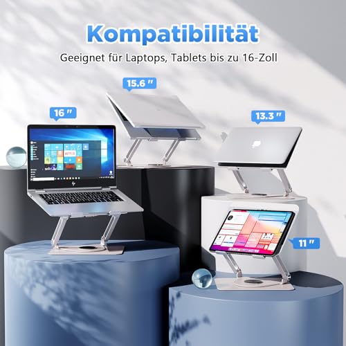 ICARE Laptop Ständer mit Magnetischem RGB Laptop Kühler, Silber