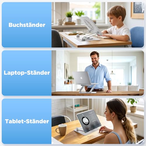 ICARE Laptop Ständer mit Magnetischem RGB Laptop Kühler, Silber