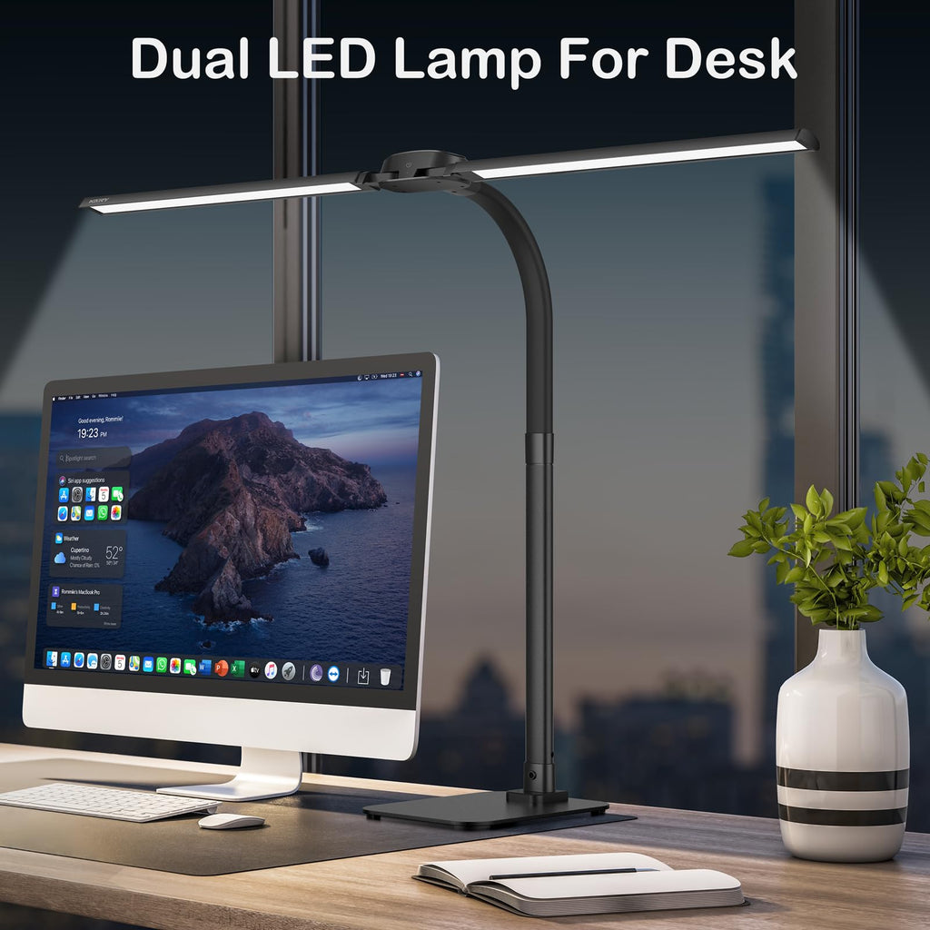 80cm Doppelkopf Schreibtischlampe Led Dimmbar mit USB-Ladeanschluss 24W