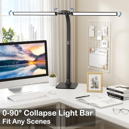 80cm Doppelkopf Schreibtischlampe Led Dimmbar mit USB-Ladeanschluss 24W