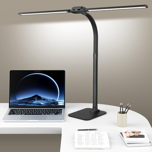 80cm Doppelkopf Schreibtischlampe Led Dimmbar mit USB-Ladeanschluss 24W