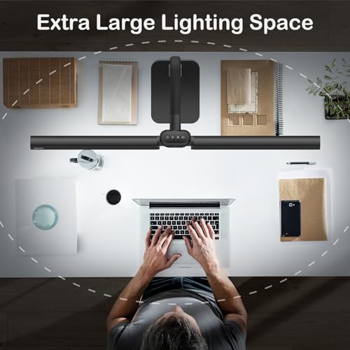 80cm Doppelkopf Schreibtischlampe Led Dimmbar mit USB-Ladeanschluss 24W