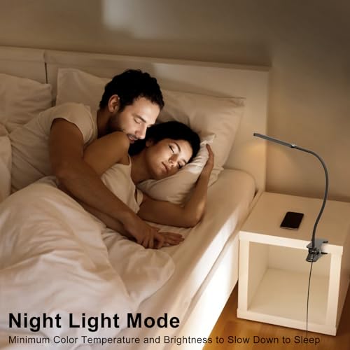 Mojimdo Schreibtischlampe 77 LED mit Fernbedienung [Beeindruckende Lichtleistung] 40CM Klemmlampe, 3 Farben & 5 Helligkeitsstufen, 360° Flexibel mit USB-Ladegerät