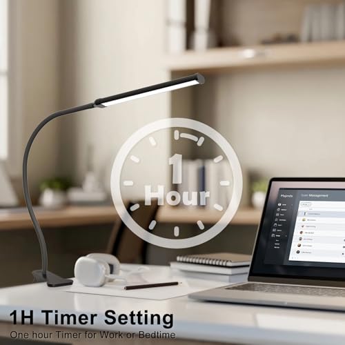 Mojimdo Schreibtischlampe 77 LED mit Fernbedienung [Beeindruckende Lichtleistung] 40CM Klemmlampe, 3 Farben & 5 Helligkeitsstufen, 360° Flexibel mit USB-Ladegerät