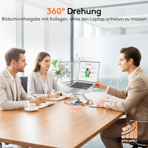 TECKNET Laptop Ständer Höhenverstellbar,Ergonomischer Laptop Stand,Silber