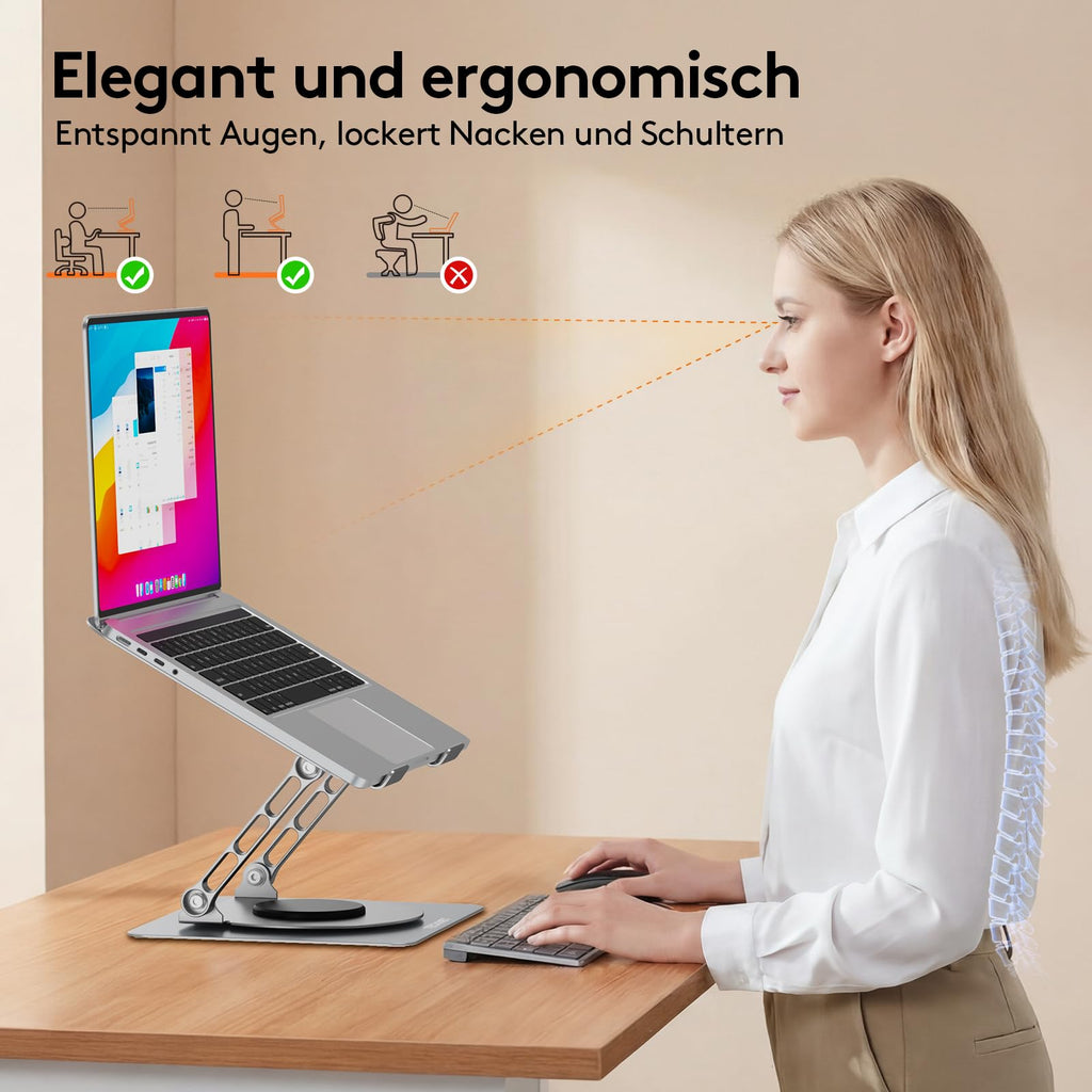 TECKNET Laptop Ständer Höhenverstellbar,Ergonomischer Laptop Stand,Silber