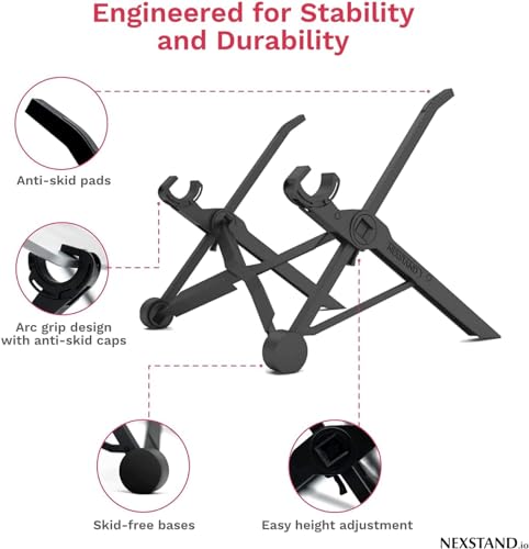 NEXSTAND K2 Laptopständer, Faltbarer tragbarer Desktop-Laptop-Halter, 8 Stufen höhenverstellbarer, ergonomischer Laptop-Ständer für Schreibtisch, MacBook, Laptop 10-17"