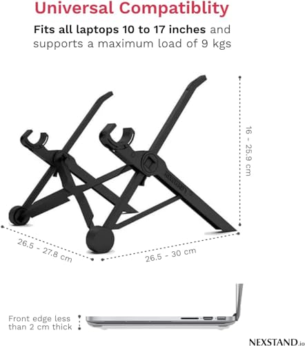 NEXSTAND K2 Laptopständer, Faltbarer tragbarer Desktop-Laptop-Halter, 8 Stufen höhenverstellbarer, ergonomischer Laptop-Ständer für Schreibtisch, MacBook, Laptop 10-17"