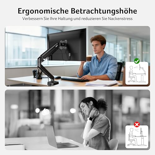 acer Monitor Halterung für 17-34 Zoll Bildschirme, Vollständig Einstellbar Gasfeder Monitor Arm Hält 9 kg, Monitorständer Höhenverstellbare mit Neigung, Schwenk & Drehfunktion, VESA 75/100 mm
