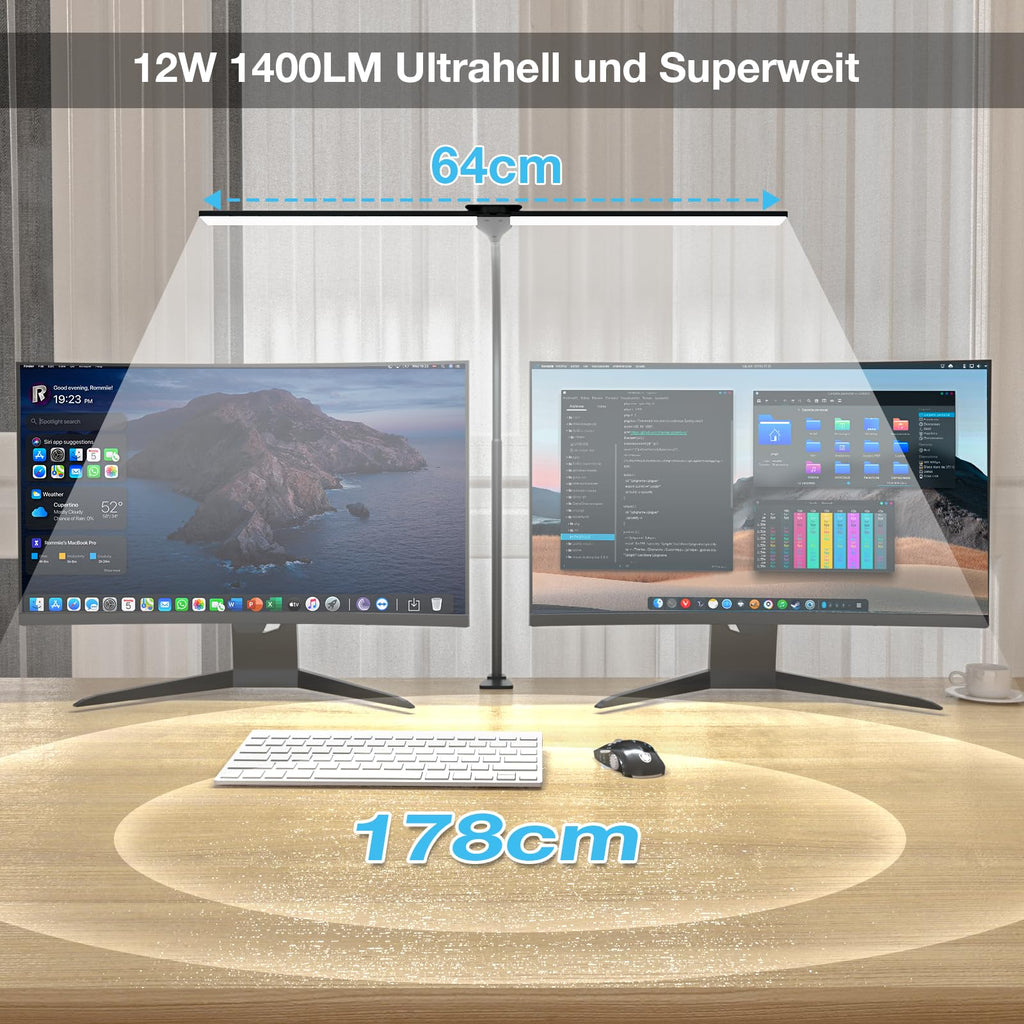 Hensam Schreibtischlampe LED Dimmbar, 1400LM Bürolampe für Monitor