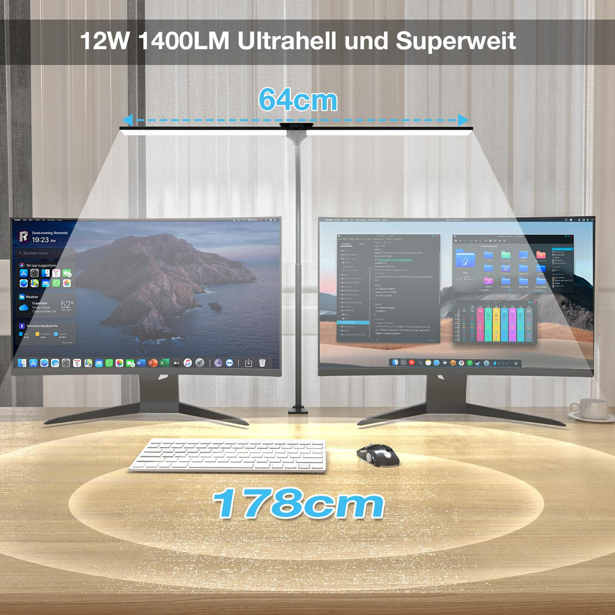 Hensam Schreibtischlampe LED Dimmbar, 1400LM Bürolampe für Monitor