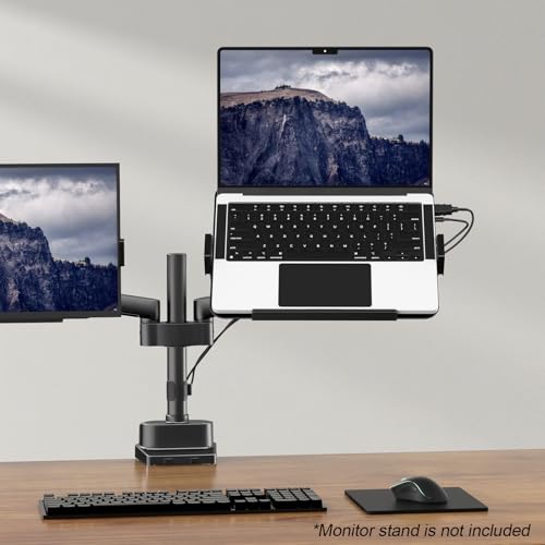 PUTORSEN VESA Laptop Halterung aus Metall für 12-18 Zoll Notebook bis 9 kg, Laptop-Ständer mit Belüftung für Monitorarm, VESA 75/100
