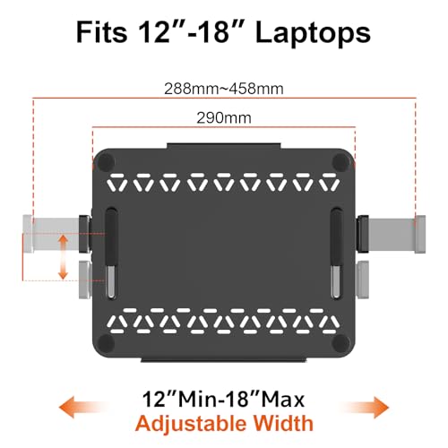 PUTORSEN VESA Laptop Halterung aus Metall für 12-18 Zoll Notebook bis 9 kg, Laptop-Ständer mit Belüftung für Monitorarm, VESA 75/100
