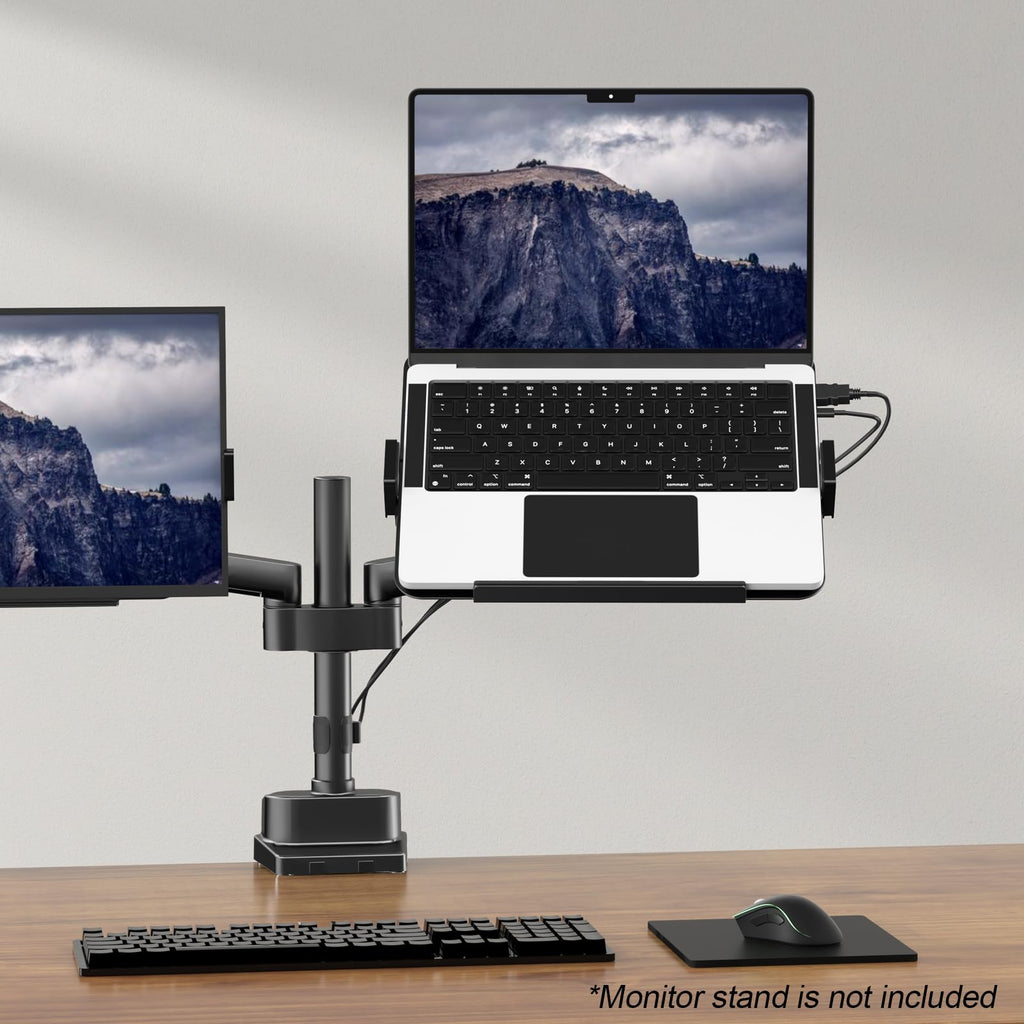 PUTORSEN VESA Laptop Halterung aus Metall für 12-18 Zoll Notebook bis 9 kg, Laptop-Ständer mit Belüftung für Monitorarm, VESA 75/100