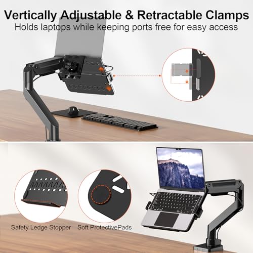 PUTORSEN VESA Laptop Halterung aus Metall für 12-18 Zoll Notebook bis 9 kg, Laptop-Ständer mit Belüftung für Monitorarm, VESA 75/100