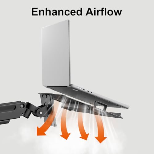 PUTORSEN VESA Laptop Halterung aus Metall für 12-18 Zoll Notebook bis 9 kg, Laptop-Ständer mit Belüftung für Monitorarm, VESA 75/100