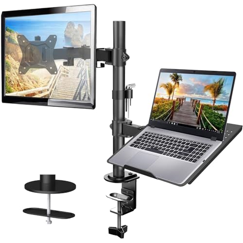 HUANUO Monitor Halterung mit Laptop Arm 13-32 Zoll, 10KG Arm, VESA 75/100