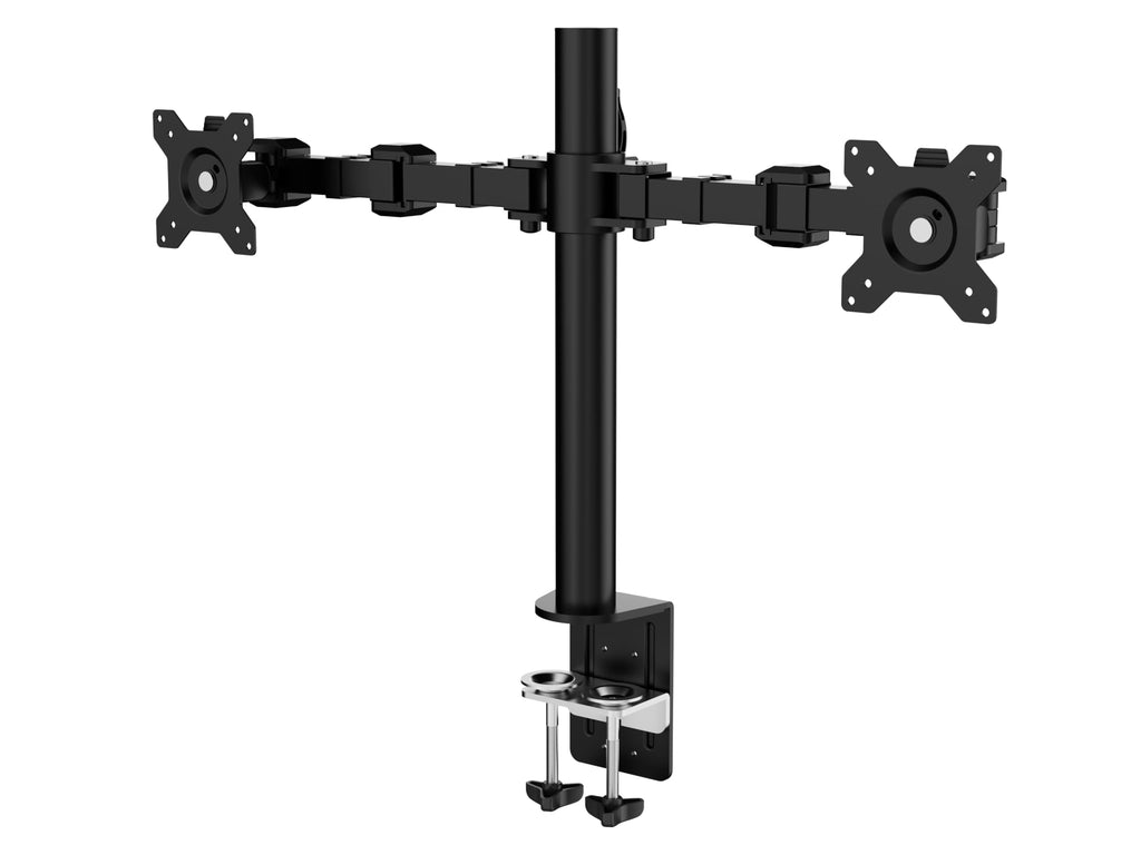 Amazon Basics Monitor- und Bildschirmhalterung/Tragarm für 2 Monitore, mit einstellbarer Höhe, Bildschirmneigung und Kabelorganizer, 360-Grad-Drehung, Stahl, Schwarz, 33 bis 76 cm