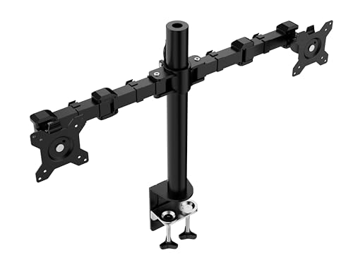 Amazon Basics Monitor- und Bildschirmhalterung/Tragarm für 2 Monitore, mit einstellbarer Höhe, Bildschirmneigung und Kabelorganizer, 360-Grad-Drehung, Stahl, Schwarz, 33 bis 76 cm