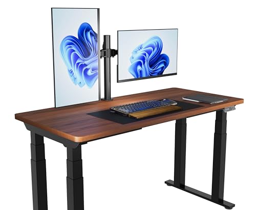 Amazon Basics Monitor- und Bildschirmhalterung/Tragarm für 2 Monitore, mit einstellbarer Höhe, Bildschirmneigung und Kabelorganizer, 360-Grad-Drehung, Stahl, Schwarz, 33 bis 76 cm