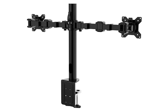 Amazon Basics Monitor- und Bildschirmhalterung/Tragarm für 2 Monitore, mit einstellbarer Höhe, Bildschirmneigung und Kabelorganizer, 360-Grad-Drehung, Stahl, Schwarz, 33 bis 76 cm