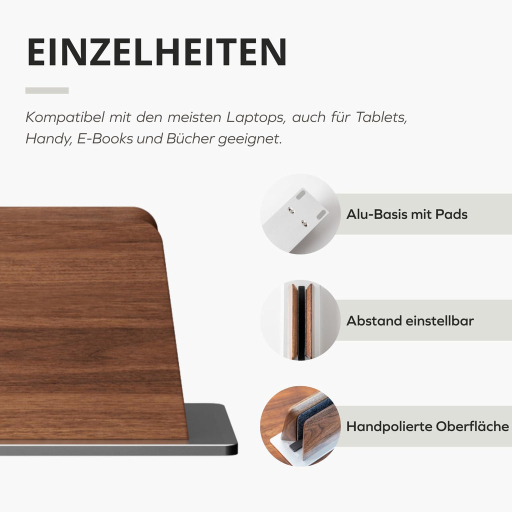 muso wood Laptop Ständer Vertikal - Aluminium und Walnussholz