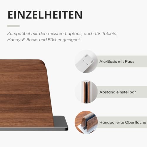 muso wood Laptop Ständer Vertikal - Aluminium und Walnussholz