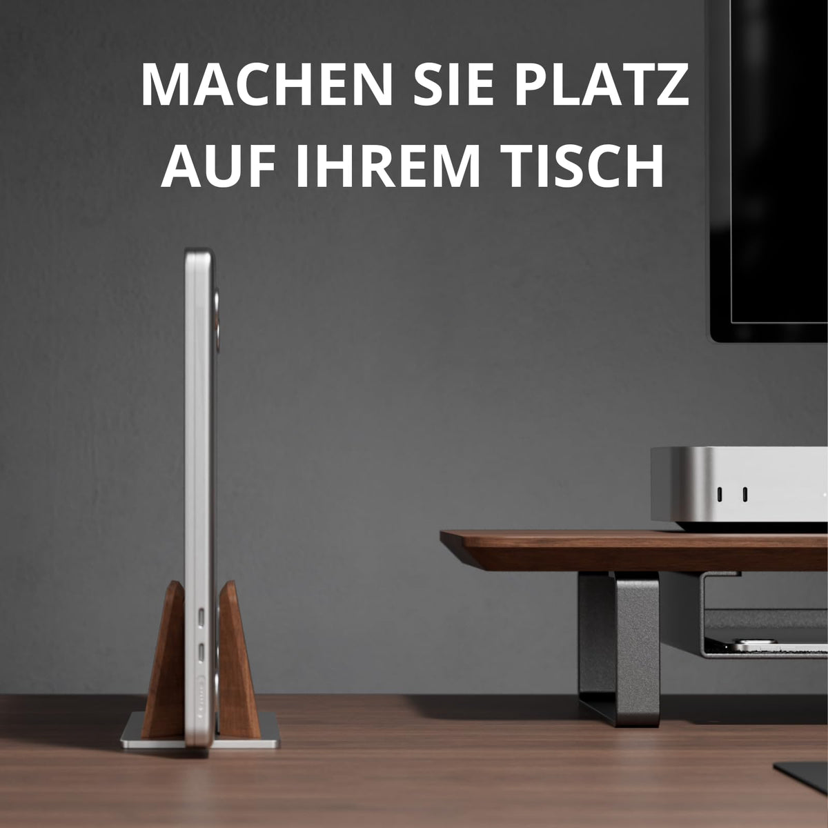muso wood Laptop Ständer Vertikal - Aluminium und Walnussholz