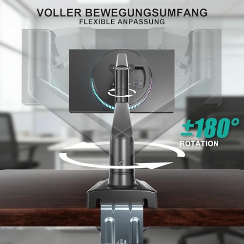 WALI Monitorhalterung für 13‑34 Zoll Bildschirme bis zu 12 kg, Verstellbarer Monitorarm, höhenverstellbare Bildschirmhalterung Schwenkbar Neigbar Drehbar, VESA 75x75/100x100 mm (GSMP001N), Schwarz