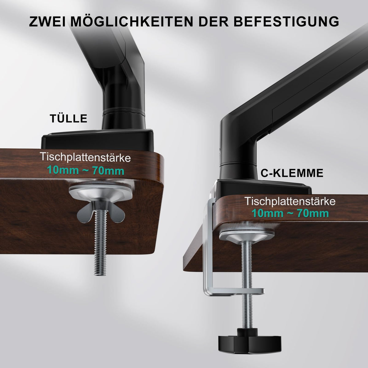 WALI Monitorhalterung für 13‑34 Zoll Bildschirme bis zu 12 kg, Verstellbarer Monitorarm, höhenverstellbare Bildschirmhalterung Schwenkbar Neigbar Drehbar, VESA 75x75/100x100 mm (GSMP001N), Schwarz