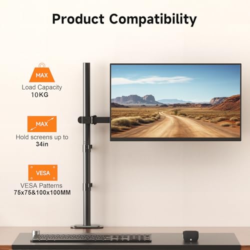 Bracwiser einzelnen Voll einstellbare Stehhöhe Monitorarm Standhalterung 800 mm hoch für Monitor Computerbildschirm 13 15 17 19 20 22 23 24 26 27 30 32 Zoll VESA 75 100 MD7821