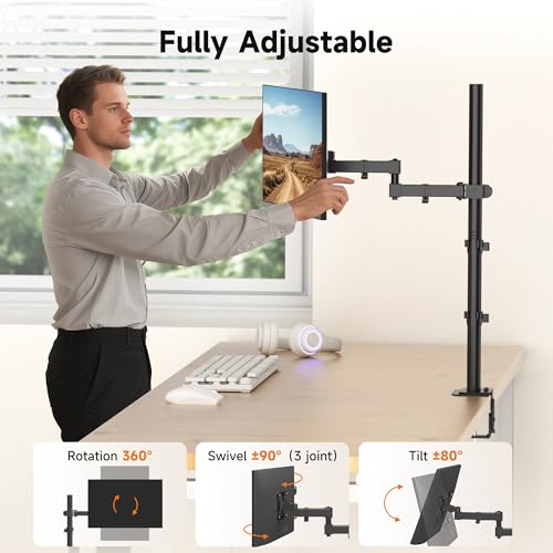 Bracwiser einzelnen Voll einstellbare Stehhöhe Monitorarm Standhalterung 800 mm hoch für Monitor Computerbildschirm 13 15 17 19 20 22 23 24 26 27 30 32 Zoll VESA 75 100 MD7821