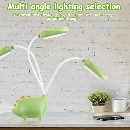 LUFEIS Schreibtischlampe Kinder, Schreibtischlampe Dinosaurier Kinderzimmer, Wiederaufladbare Schreibtischlampes, Dimmbare Nachttischlampe mit USB, Schreibtischlampes LED Augenschutz für Lesen (Grün)