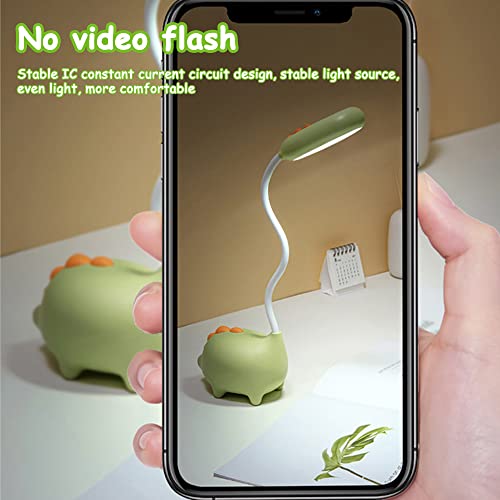 LUFEIS Schreibtischlampe Kinder, Schreibtischlampe Dinosaurier Kinderzimmer, Wiederaufladbare Schreibtischlampes, Dimmbare Nachttischlampe mit USB, Schreibtischlampes LED Augenschutz für Lesen (Grün)