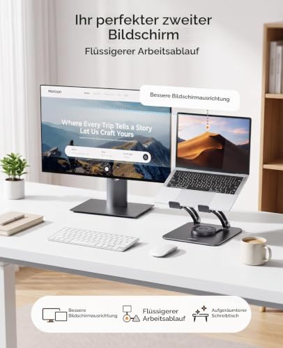 Nulaxy 360° Drehbarer Laptop Ständer, Notebook Halterung für Schreibtisch