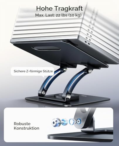 Nulaxy 360° Drehbarer Laptop Ständer, Notebook Halterung für Schreibtisch