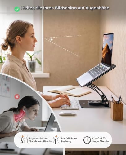 Nulaxy 360° Drehbarer Laptop Ständer, Notebook Halterung für Schreibtisch