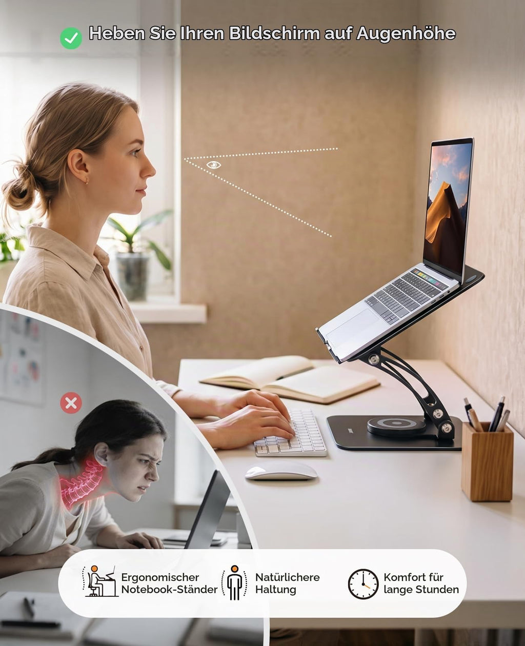 Nulaxy 360° Drehbarer Laptop Ständer, Notebook Halterung für Schreibtisch