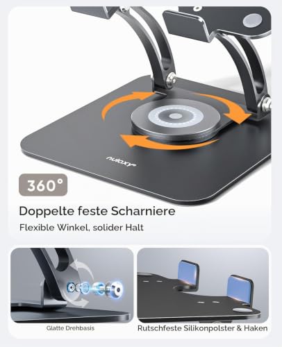 Nulaxy 360° Drehbarer Laptop Ständer, Notebook Halterung für Schreibtisch