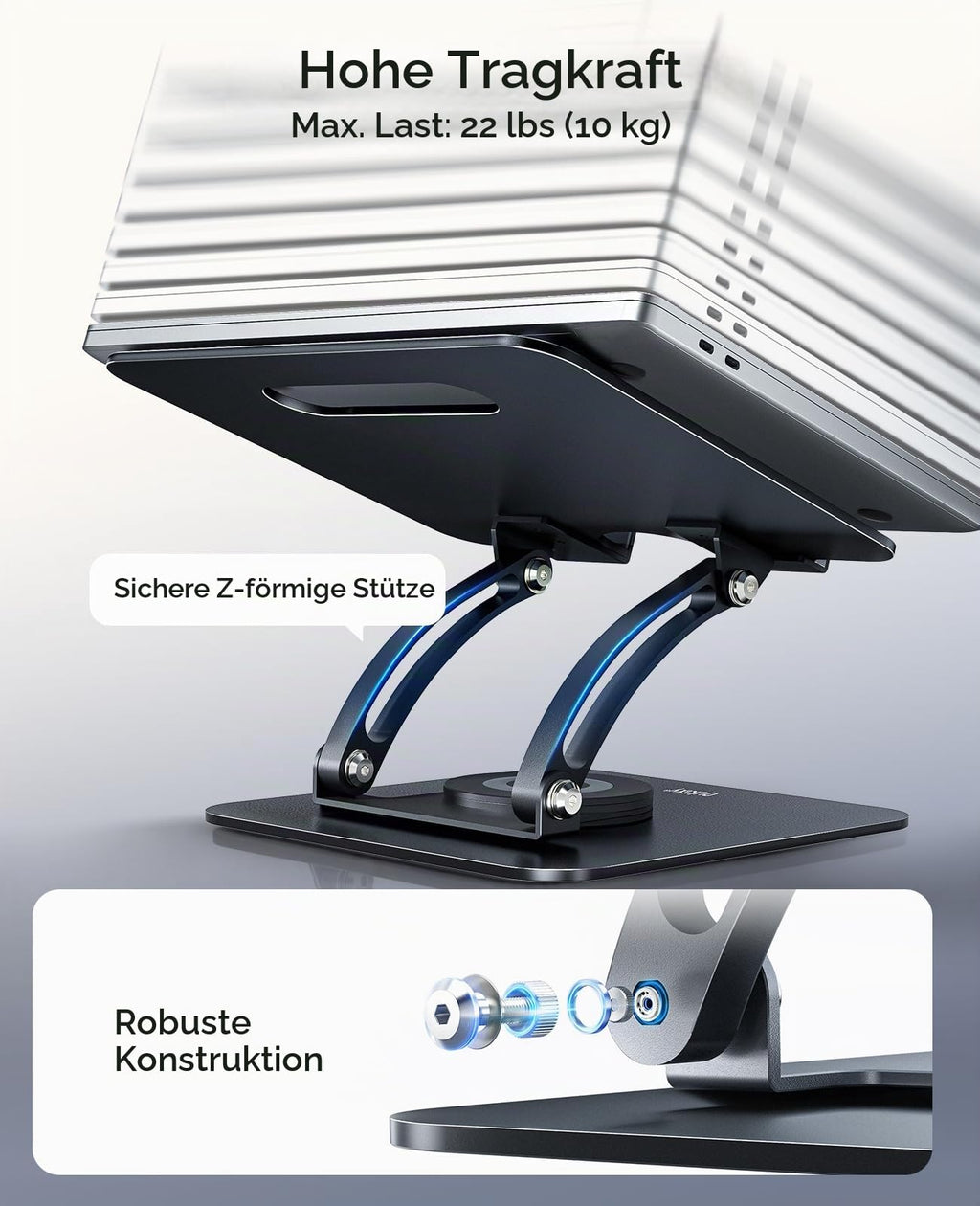 Nulaxy 360° Drehbarer Laptop Ständer, Notebook Halterung für Schreibtisch